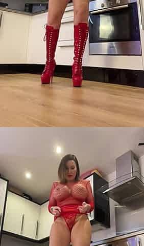 Otd Red Fishnet, Pvc, Boots and Anal Slamming