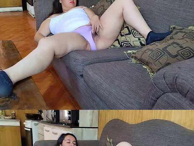 Wife masturbates alone at home