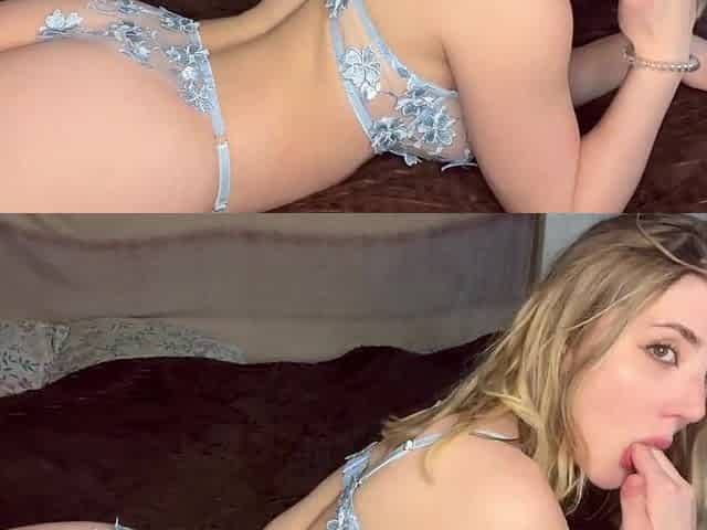 Lying on your belly licking your fingers and flirting