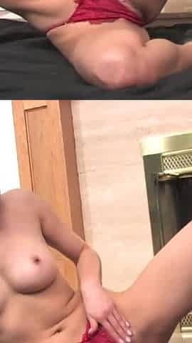 Sandra deforms her pussy with a dildo while touching her breasts