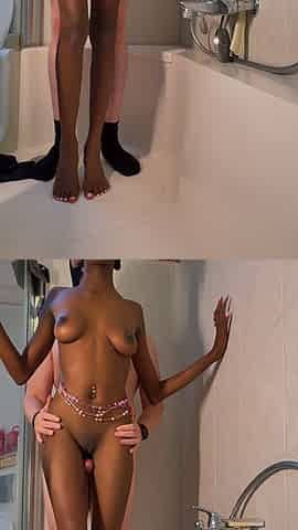 Petite Ebony Fucked in the Ass in Bathtub by Bwc - Anal Creampie