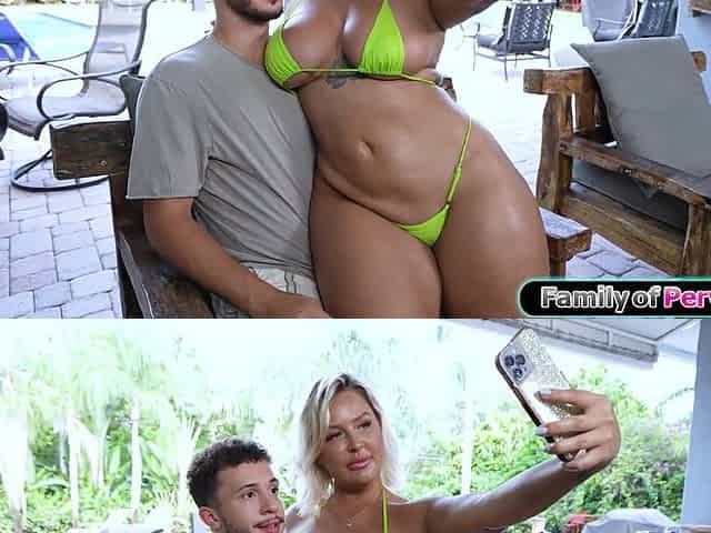 Busty stepaunt Jenna Starr feels her stepnephew gets a boner