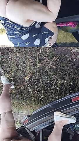 Girlfriend Squirts Several Times in a Row Near the Car