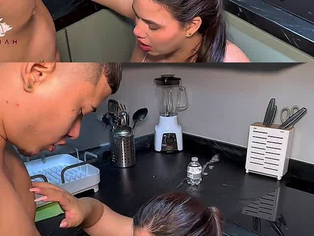 Horny Colombian Amateur Couple Has Quick Sex in the Kitchen - BBW Savannah Watson
