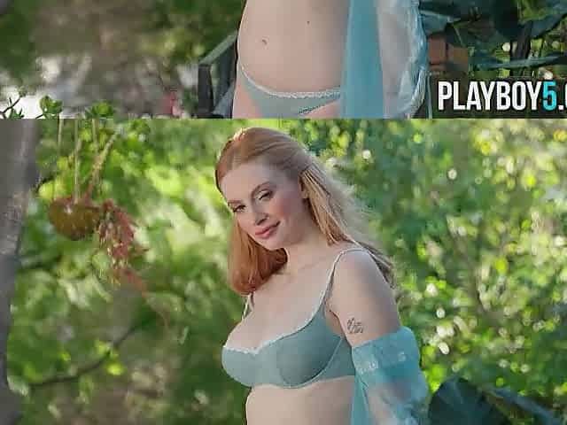 Large melons and firm round booty redhead pornstar in a softcore porn episode