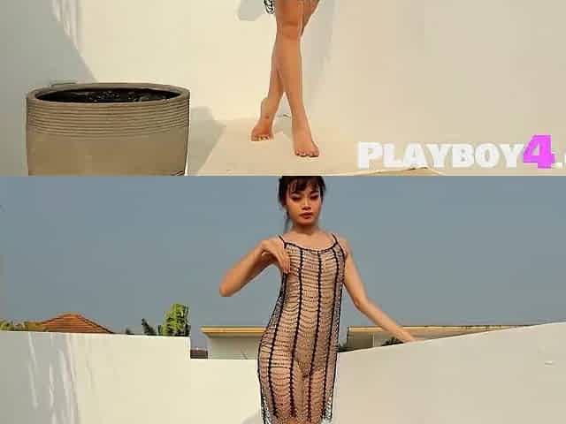 Hawt Oriental playgirl Sowan exposing her awesome booty and posed absolutely stripped