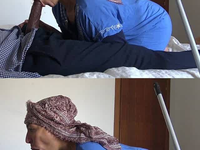 This Muslim Woman Is Shocked!!! I Take Out My Big Black Cock for My Turkish Maid.