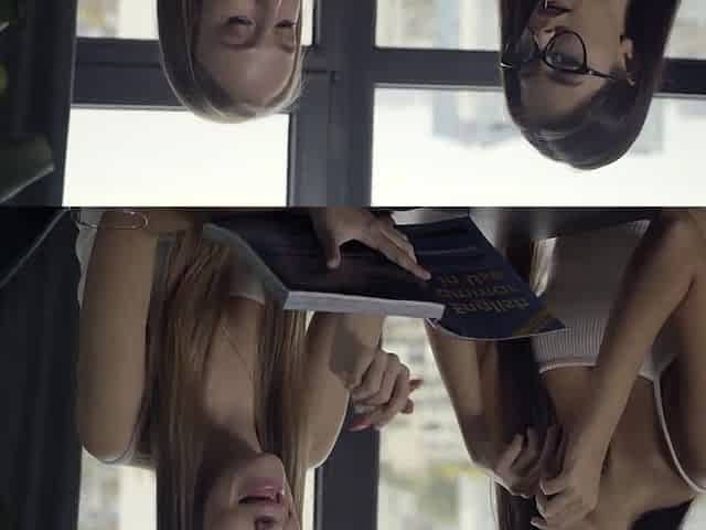 and - lesbian - blonde - lingerie - long hair - masturbation