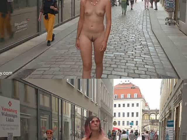 Christina shows off her trimmed pussy in public 2