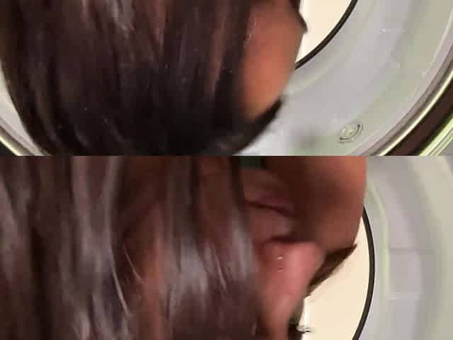 A curvy Latina bitch exposed her juicy ass from the washing machine to be fucked