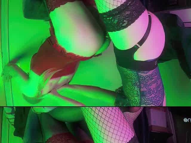 Pumped up femboy cums four times as they're pegged
