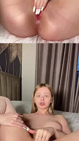 blond quickly teases her vagina