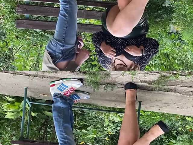 Stepmom made me cum on her raiment in the park