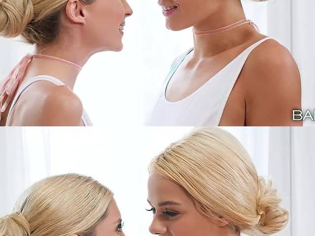 Sensual ballerinas share a dick on the dance floor
