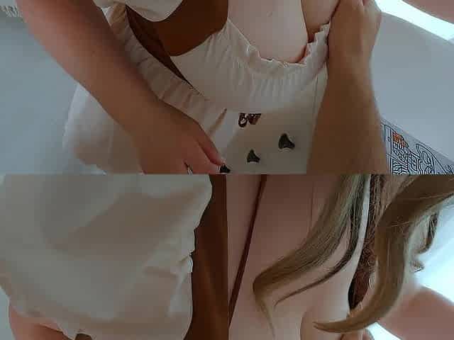Chunky wife in the countryside has sex and cum on the breast. Wife likes it