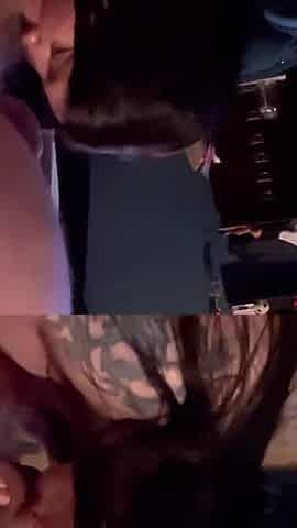 Real Amateur Couple Amazing Blowjob with Cumshot on Huge Tits