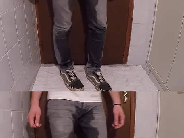 Pissing my Jeans and Vans Sneakers then taking a Warm Washroom Fully Dressed