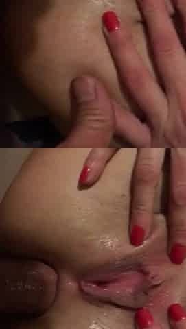 Squirting over and over with hard Anal screw!