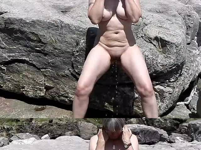 Joy on the rocky beach