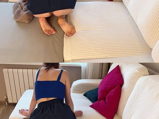 My Stepmom Got Stuck on the Couch so I Fucked Her - Huge Ass and Tiny Pussy