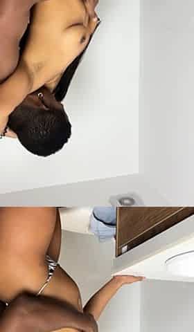 cute model fucks in the bathroom of the house with her best
