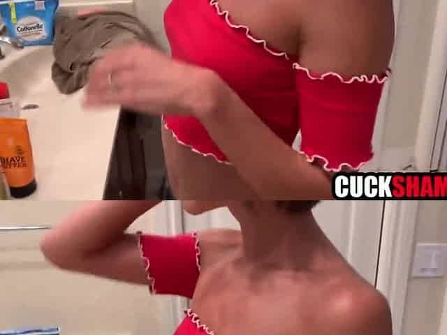 Cuckold spouse sharing wife with large dick man