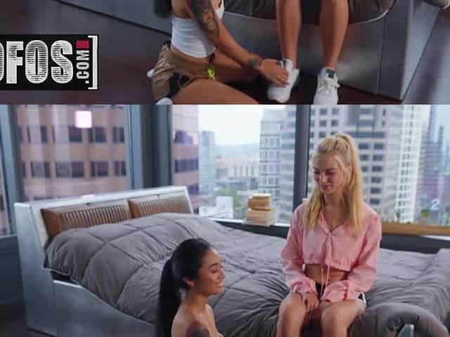 Two small-titted lesbians eat pussy for the first time