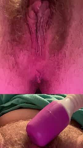 Whore pushes out cum Intensive multiple shaking orgasms