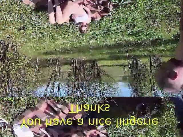 slim teen bathes in the sun and is spontaneously drilled wildly by a large rod passing voyeur