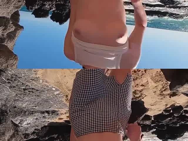 Amateur Have Risky Sex On The Beach With Teeny Ginger And Little Arden