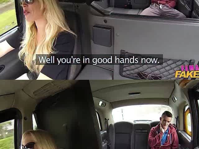 Female Fake Taxi Breasty cougar makes a thin student earn his ride