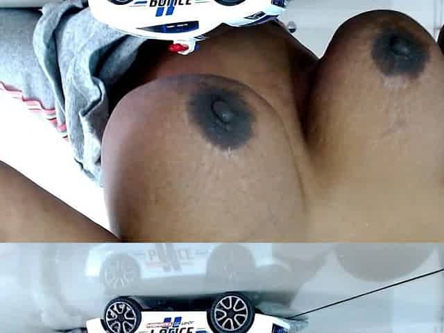 Patrol Truck Stuck Between Giantess Breast Crushed