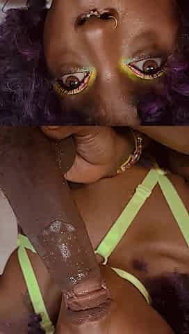 Ebony Teen playing with a throat full of cum