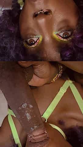 Ebony Teen playing with a throat full of cum