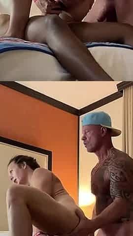 Awkward Hotel Interracial Threesome