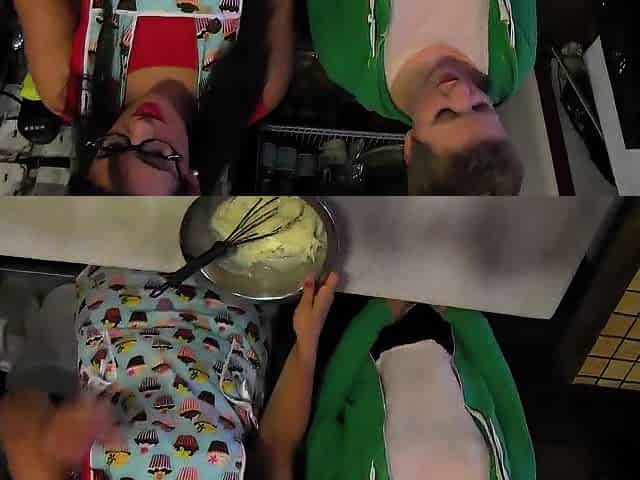 1st time youthful clerk enticed in a bakery by the lesbo boss and drilled behind the counter