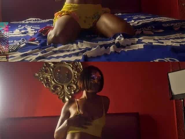 Bts: Hot Ebony in Led Mask Gags on Monster Dick.