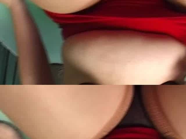 Chubby Redhead In Red Lingerie - Striptease, homemade solo masturbation