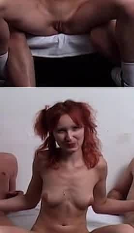 Giant Cock Pounds Redhead and Brunette in Ass and Pussy - Hot MMF Threesome!
