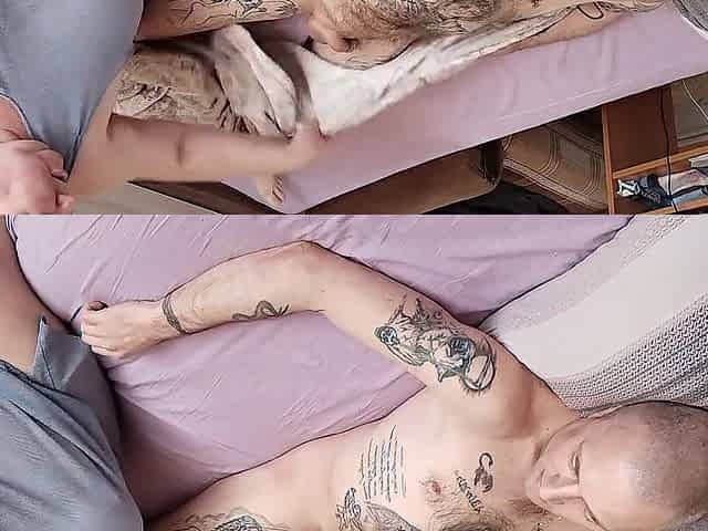 plump woman wakes me up by masturbating my jock