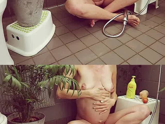 Indecent Dutch mother i'd like to fuck gives herself a fine cleaning with zwitsal in the shower