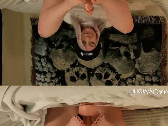 Goth Girl Footjob with Dildo - Big Ass Tattooed Teen Jerks You Off