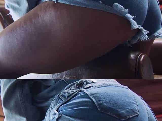 Big boobs curvy petite ebony MILF strips