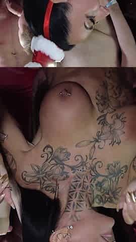 Hot and Busty Chicks Getting Sprayed with Cum Equally