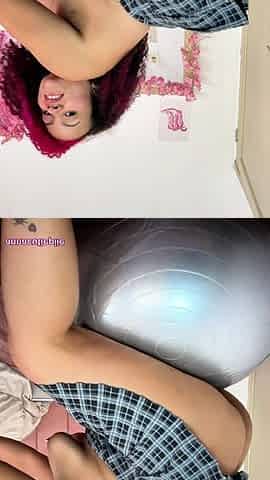 Chubby Girl Bounces on Yoga Ball and Rubs Pussy Until She Cums