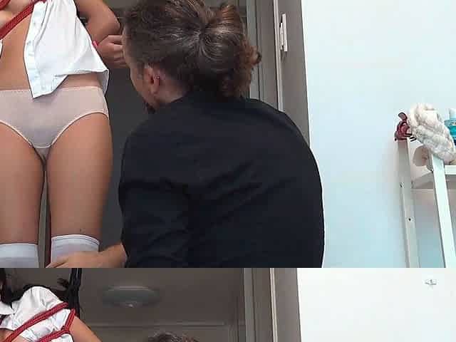 Tying up a cute Japanese schoolgirl and making her squirt -