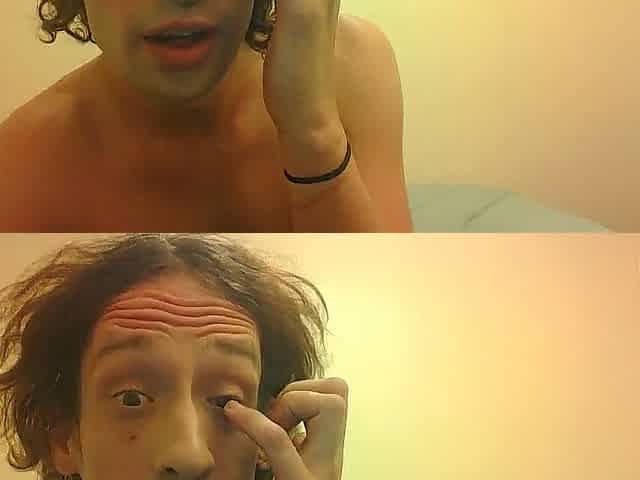 Topless Transgirl Touching Her Eyes