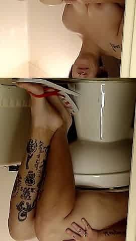 Toilet Farts Loud Echo Flip Flops Closeup Toes