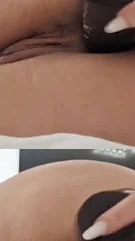 Anal with Black Anaconda Dildo and Cumshot