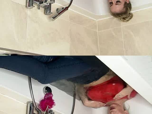 Big Boobed Blonde Masturbates With A Dildo In The Bathroom